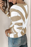 Striped Colorblock V Neck Knitted Sweater