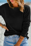 Waffle Knit Drop Shoulder Long Sleeve Top