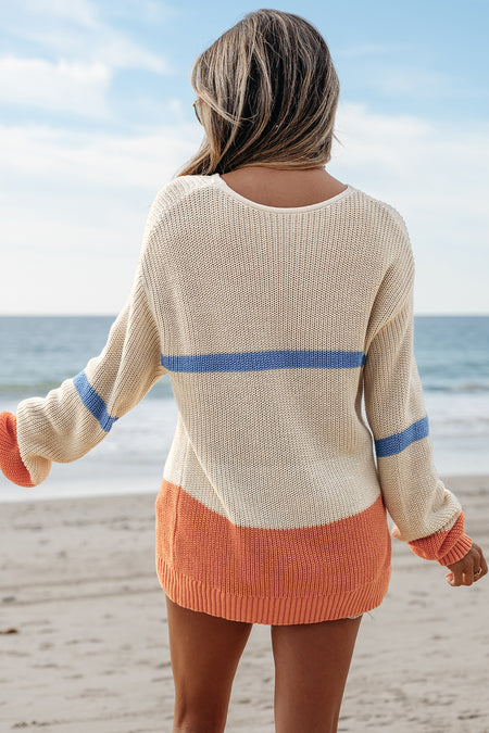 Colorblock Striped Drop Shoulder Cozy Sweater