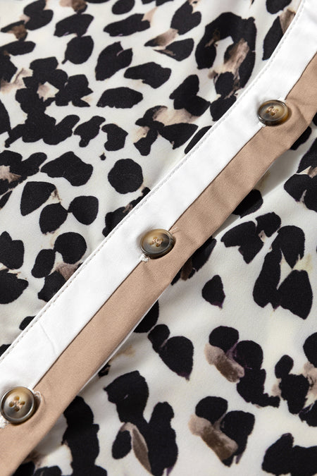 Leopard Print Long Sleeve Flared Dress