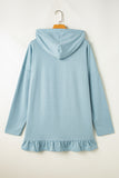 Ruffled Hem Loose Fit Tunic Hoodie