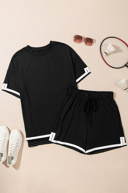 Contrast Trim Tee and Shorts Set