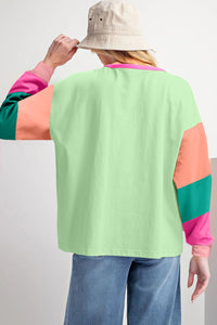 Colorblock Patchwork Long Sleeve Loose Top