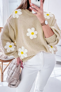 Floral Crochet Chunky Knit Sweater