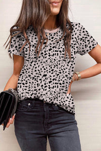 Animal Spotted Print Round Neck Long Sleeve Top