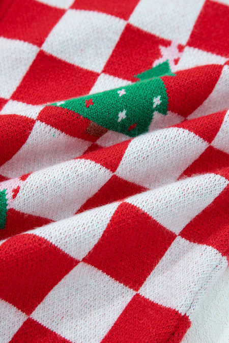 Checkered Christmas Cardigan Sweater