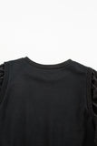 Textured Patchwork Round Neck Sweatshirt