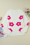 Flower Pattern Open Front Cardigan