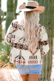 Aztec Printed Stand Neck Zip Up Jacket