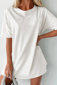Round Neck Basic Tunic T Shirt