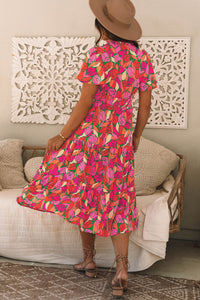 Floral Short Sleeve Smocked Waist Maxi dress