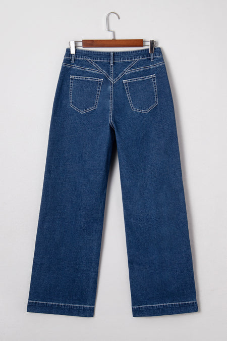 Stitched Waist Cuffed Jeans