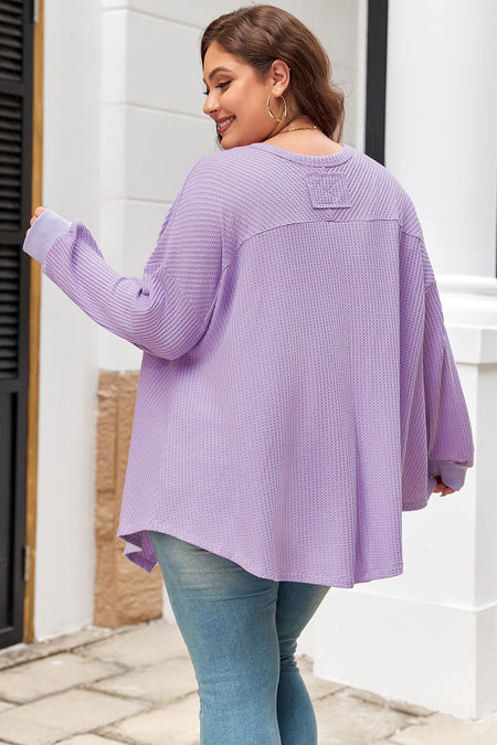 Waffle Knit Exposed Seam Flowy Top