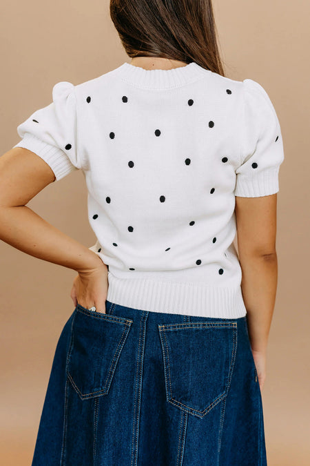 Polka Dot Bubble Sleeve Sweater