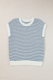 Stripe Ribbed Trim Loose Fit Knitted Sweater Vest