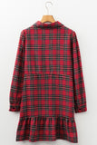 Plaid Half Button Long Sleeve Shirt Mini Dress