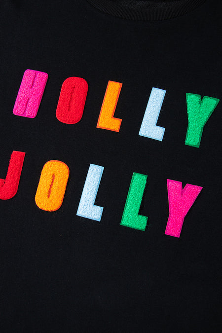 Chenille Holly Jolly Graphic Long Sleeve Top