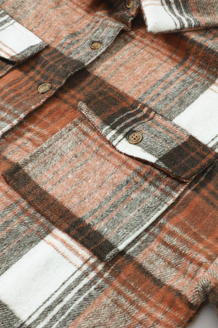 Plaid Flap Pockets Shacket