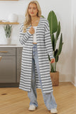 Stripe Print Open Front Duster Cardigan