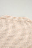 Loose Eyelet V Neck Drop Shoulder Sweater