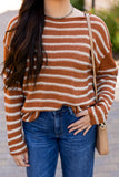 Stripe Drop Shoulder Casual Sweater