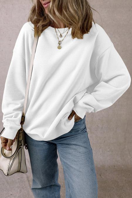 Fleece Lined Crew Neck Casual Sweatshirt