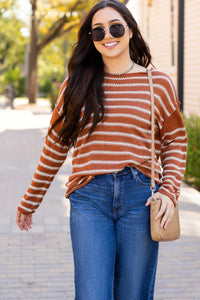 Stripe Drop Shoulder Casual Sweater