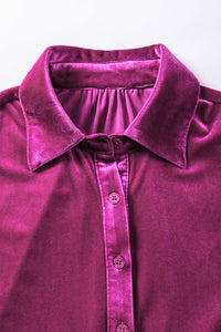 Chestnut 3/4 Sleeve Tunic Babydoll Velvet Shirt