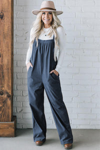 Pocketed Loose Fit Corduroy Overall