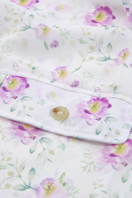 Floral Print Pleated Flap Pocket Shirt
