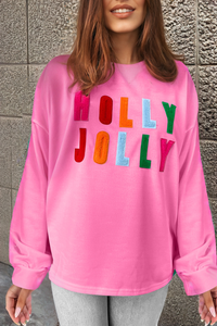 Chenille Holly Jolly Graphic Long Sleeve Top