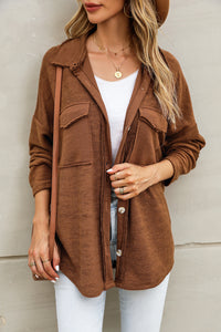 Contrast Flap Pockets Relaxed Shacket