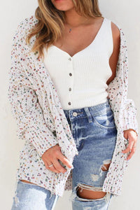 Confetti Rib Knit Long Sleeve Cardigan