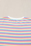 Stripe Rainbow Tee Tasseled String Wide Leg Pants Set