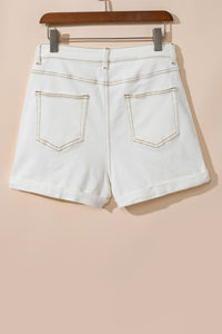 Asymmetric Waist Design Stylish Denim Shorts