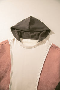 Oversized Color Block Patchwork High Low Hoodie