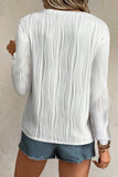 Textured Wavy Round Neck Long Sleeve Top