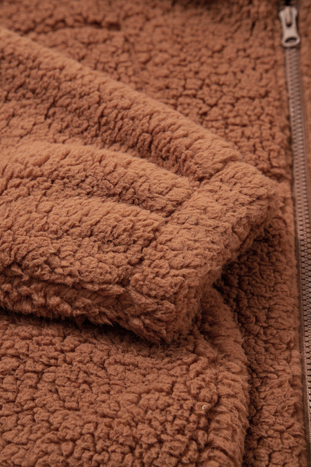 Zip Up Hooded Sherpa Jacket