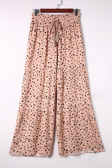 Ruffle Wide Leg Dalmatian Palazzo Pants