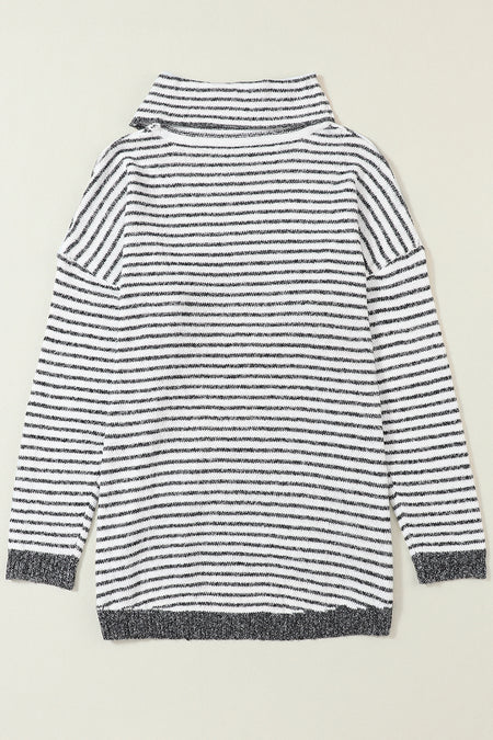 Striped Turtleneck Loose Sweater