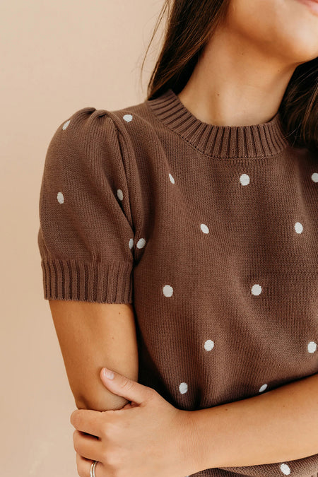 Polka Dot Bubble Sleeve Sweater