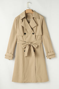 Lapel Collar Waist Tie Wind Coat