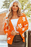 Floral Knitted Open Front Loose Cardigan