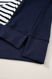 Stripe Color Block Exposed Seam Loose Fit Sweatshirt