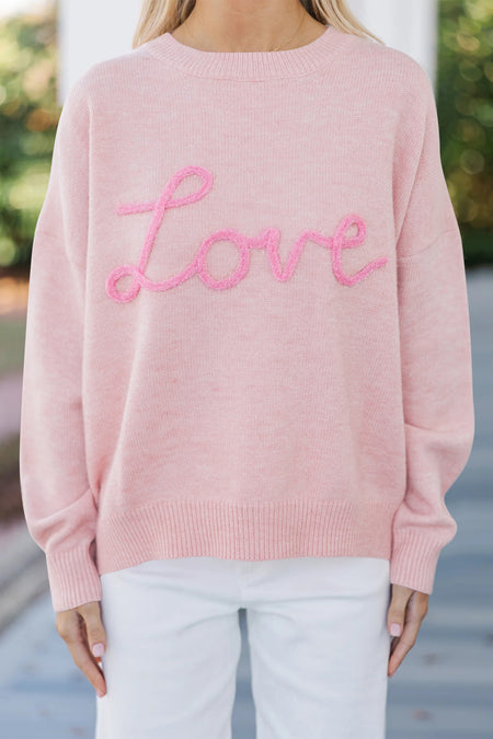 Corded Love Script Graphic Baggy Sweater