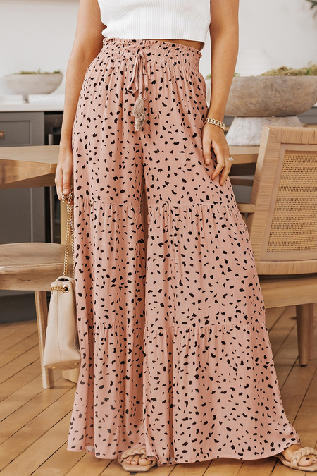 Ruffle Wide Leg Dalmatian Palazzo Pants