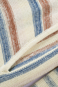 Striped Knit Kangaroo Pocket Hooded Sweater