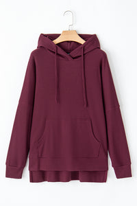 Waffle Knit Fleece Lined High Low Oversized Hoodie