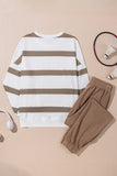 Striped Drop Shoulder Pullover and Jogger Pants Set