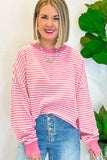 Stripe Loose Drop Shoulder Long Sleeve Top